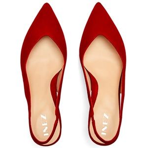INEZ Classic Pointed Toe in Deep Red Suede